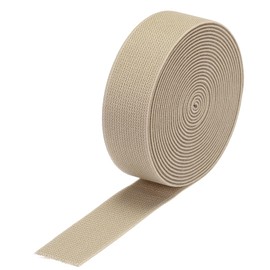 MECCANIXITY Cinta Elástica Tejida de Doble Cara de 3 cm (1.2") de Ancho, 4 Yardas/12 Pies, Banda Elástica Tejida en Carrete, Correa Elástica Resistente en Color Beige