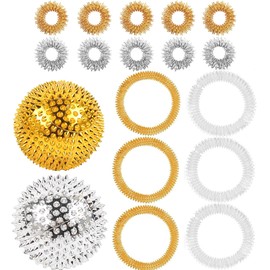 Set of 4 Magnetic Massage Balls with 10 Massage Rings and 6 Massage Bracelets, Skills, Borderline, Skills, Panic Attacks, Acupressure Rings, Skills Set, Skill Ball, Hedgehog Ball Hard