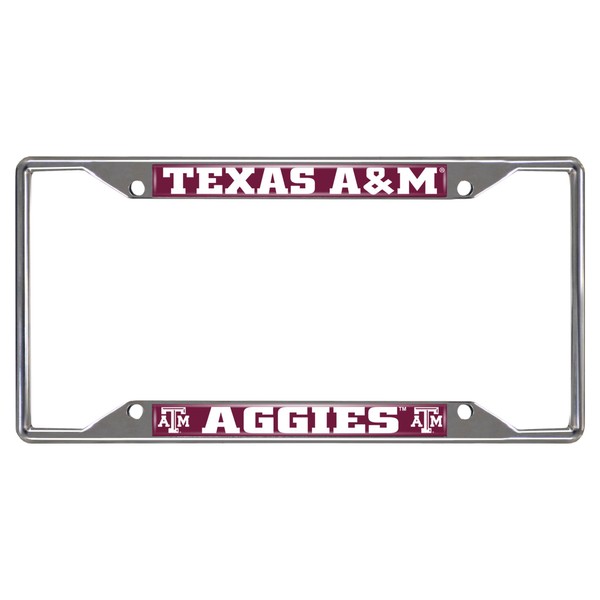 FANMATS 14895 Texas A&M Aggies Chrome Metal License Plate Frame, Team Colors, 6.25in x 12.25in