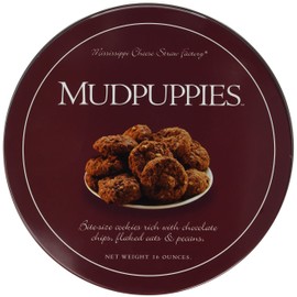 Mississippi Cheese Straw Factory Mudpuppies Chocolate Chip, Oat and Pecan Cookies in Gift Tin, 16oz (454g)