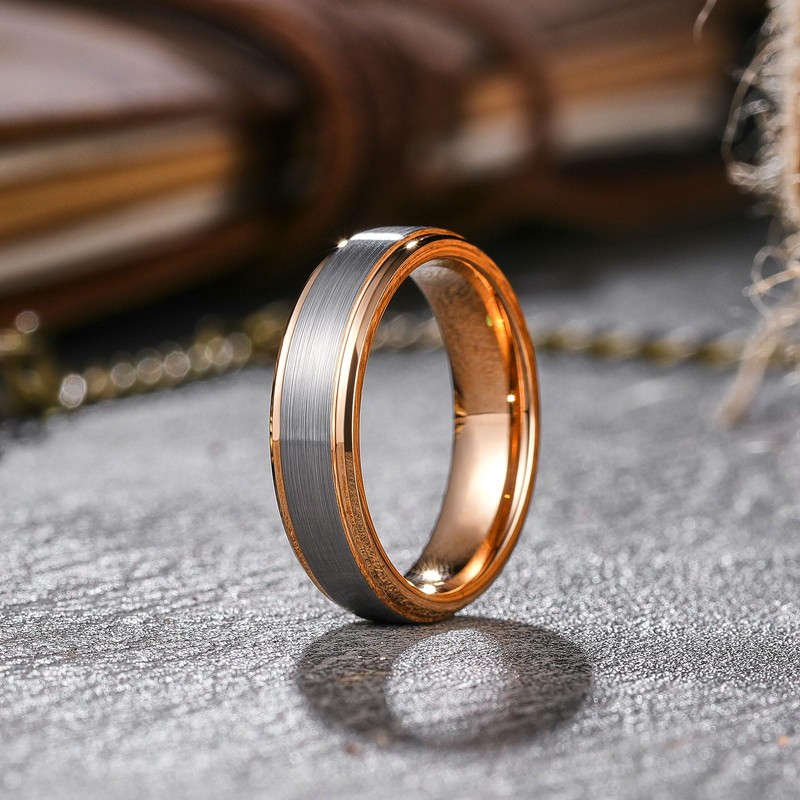 King Will Men Silver Rose Gold Tungsten Rings 6mm Size