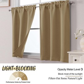 OWENIE - Cortinas opacas cortas de nivel de 24 pulgadas de largo, pequeño bolsillo para cortina de cocina, cortinas de media ventana para baño, sótano, caravana, litera, 2 paneles, cada uno de 30