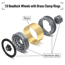 OGRC 1.9 Beadlock Rueda RC Crawler Ruedas con anillo de latón Ruedas de 1.9 pulgadas para Axial SCX10 TRX4 VS4-10 Gen8 MST CFX 1/10 RC Crawler Upgrade (titanio)