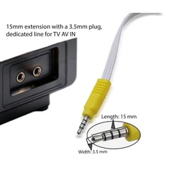 The AV adapter is a replacement cable designed for connecting video AV components on a TCL TV. 3 RCA interfaces to AV input adapter, length is 23cm (9") White