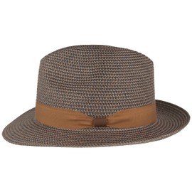 Straw Hat, Bogart Hat, Summer Hat, Sun Hat, Made of 100% Paper, Crushable with Attachment, Particularly Light, Flexible, Skin-Friendly, Comfortable, Blue-Beige, Mottled, L, Blue-Beige Mottled