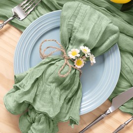 MLMC Rustic Cheesecloth Napkins Set of 24 Sage Green Gauze Cheese Cloth Napkins 21"x21" Wrinkled Table Napkins in Bulk for Daily Use Baby Shower Events Decor