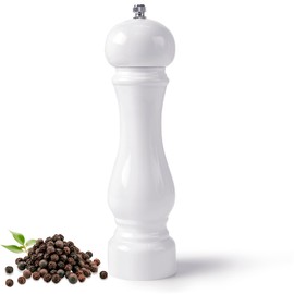 LHS Pepper Mill Grinder Salt Grinder, Arcylic Peppercorn Grinders with Adjustable Ceramic Grinding Core (8 Inch,White)