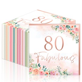 50pcs 80th Birthday Party Napkins Disposable Fabulous Rose Gold Floral Paper Napkins Supplies Decorations Happy 80th Birthday Party Napkins Set for Women 80th Party Favor Decor Holidays