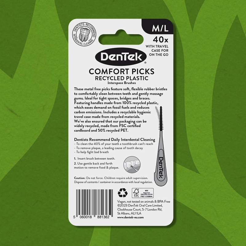 DenTek Eco-Friendly Interdental Comfort Picks - Medium/Large, for Removing Food