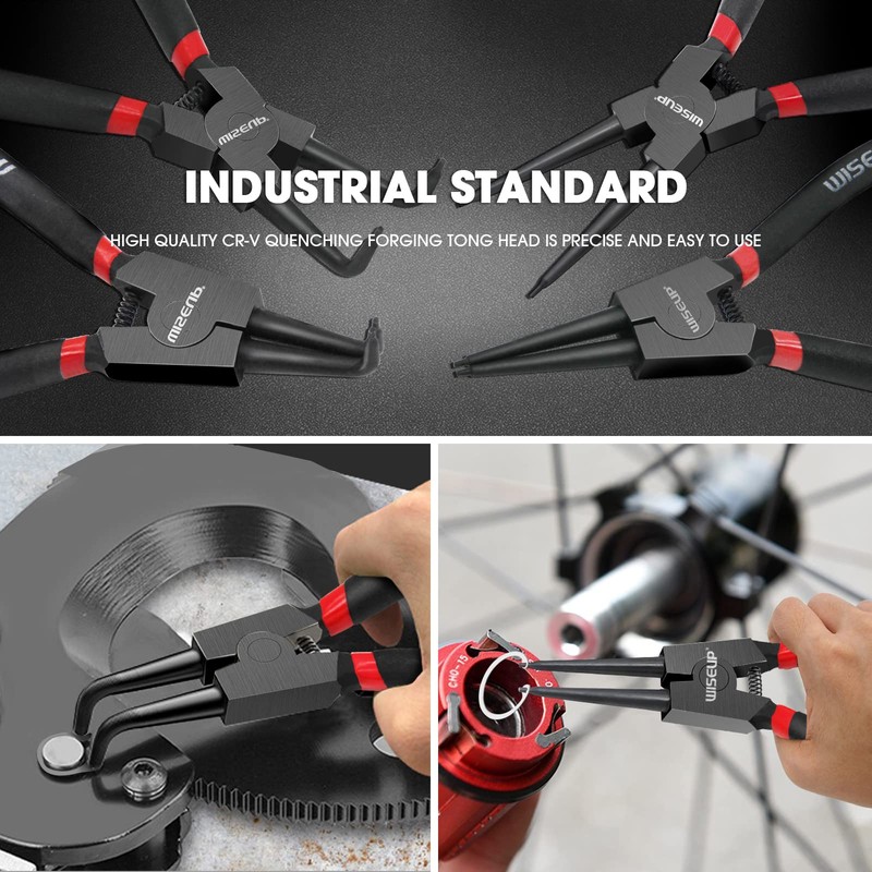 WISEUP Snap Ring Pliers Set Heavy Duty,4PCS-9 inch long Internal/External