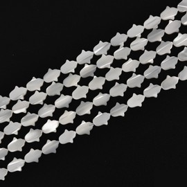 HAAMIIQII Natural White Mother of Pearl Shell Beads 8x10mm Flower Shape Semi Precious Stone Loose Gemstone Beads for Jewelry Making Strand 15 Inch (37-39pcs)