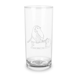Mr. & Mrs. Panda 200 ml Water Glass Robin Sleigh - Gift, Christmas, Christmas Decoration, Water Glass with Engraving, Drinking Glass, Winter, Santa Claus
