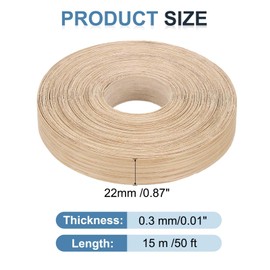 PATIKIL White Oak Edge Banding, 7/8 Inch x 50 ft Wood Veneer Tape Pre-glued Flexible Plywood Edge Banding with Hot Melt Adhesive for Furniture Restoration