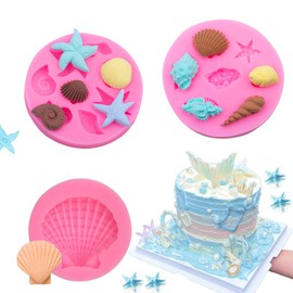 3 Stück 3D Ozean Tier Silikon Backformen DIY handgemachte Muschel Seestern Tortendeko Silikon Seifenform Fondantdecke Backform Silikon Fondant Formen Tiere für Backen Schokolade Kuchen Süßigkeiten (A)