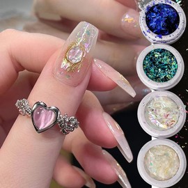 Chameleon Flakes - Optical Chameleon Tablets,Multi Colors Nail Confetti Powder - for Epoxy Resin Slime Tumbler Making DIY Project Scrapbook Makeup Nail Art Paint Decoration (4 Colors)