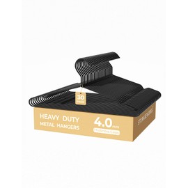 StorageWorks Wire Hangers for Closet, 4mm Super Thick Metal Hanger, Heavy Duty Clothes Hanger for Coats, Shirts, Jackets, Pants, Suits, Black, 30 Pack