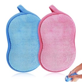 Esponja para Baño Bebe, Dos Unidades en Azul y Rosa, Suave y Absorbente para Piel del Bebé, Ideal para Cuidado Diario y Pieles Sensibles, Medidas 4 X 