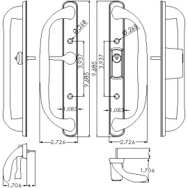 Vision Hardware Patio Door Handle Set White PD3000 OFFWHITE-OFFSE