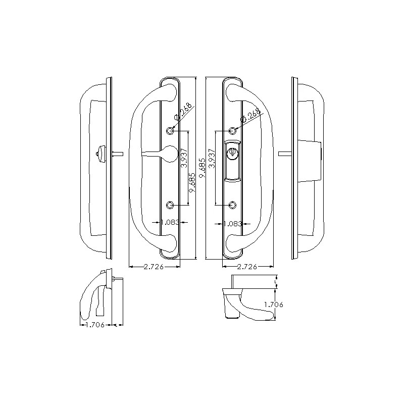 Vision Hardware Patio Door Handle Set White PD3000 OFFWHITE-OFFSE