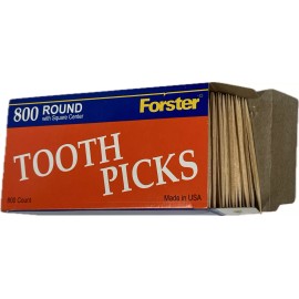 FORSTER 3/800 Forster Round with Square Center Wooden Toothpicks USA Birch Wood