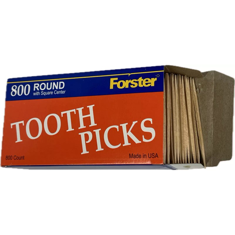 FORSTER 3/800 Forster Round with Square Center Wooden Toothpicks USA