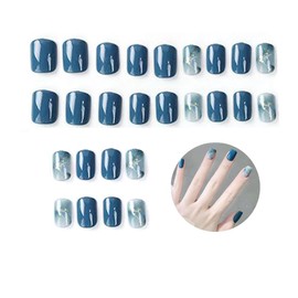Gel Nail Curing Type, Gel Nail Seal Hardening Type, Nail Reinforcement Protection, Nail Tip, Hand, For Office Commutes, Simple, Gel Nail Stickers, 24 Pieces, Starry Sky