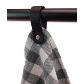 Brute Strength - Magnetic Tea Towel Holder Leather - Black - Pack of 6 - Kitchen Towel Holder - Kitchen Towel Holder - Tea Towel Hooks