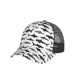 Gorra de béisbol de animales de dibujos animados para hombres y mujeres, gorra ajustable de malla con parte trasera al aire última intervensión, tiburones náuticos niños, Talla única