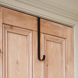 Lights4fun Black Metal Door Hook Advent Wreath Hanger Door Wreath Hook Door Wreath Hanger 30 cm