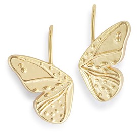 Demdaco Women's Everyday Fashion Dangle Earrings, 16mm Gold-Plated, Butterfly Wings, 16mm, Metal, No Gemstone
