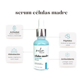 Serum Células Madre Serum con Péptidos, Espirulina Azul y Ácido Hialurónico, Antioxidante e Hidratante para Regeneración Celular, 30 ml - Melon Beauty