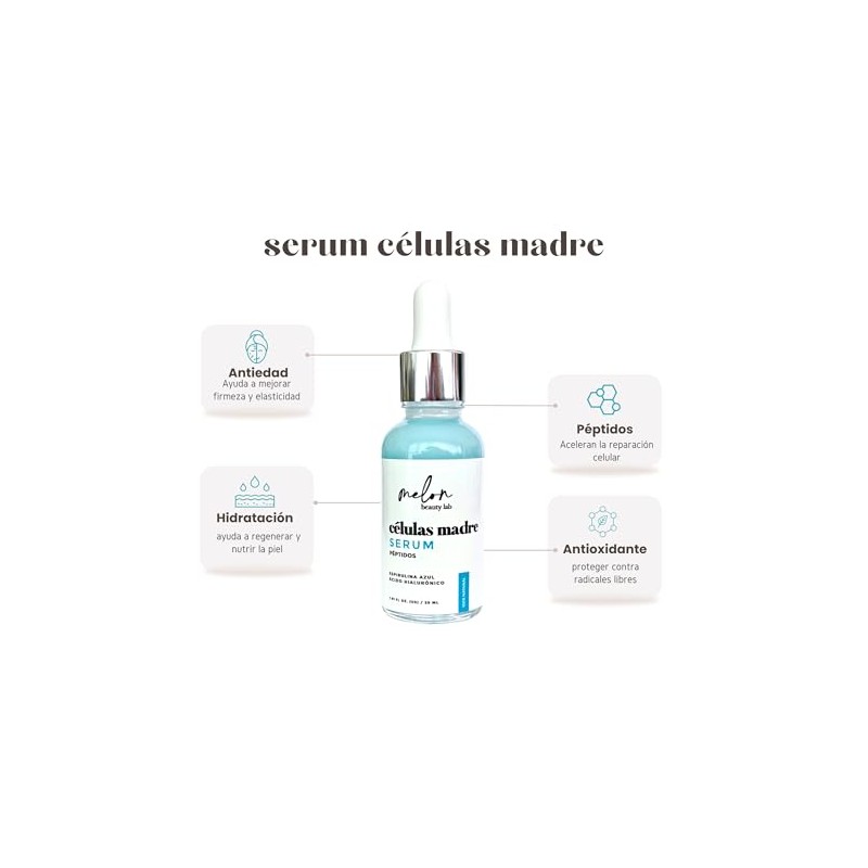 Serum Células Madre Serum con Péptidos, Espirulina Azul y Ácido