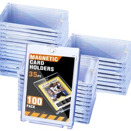 XccMe 100ct Magnetic Card Holder for Trading Cards,35pt One Touch Card Holder,UV Protectors Hard Plastic,Display Card Case for Sports Card, Baseball Card Holders,Football Card,Game,Cards (100 Pack)
