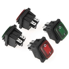 Tiiyee Rocker Switch, 4-Pin 2 Position Switch, Welding Machine Switch, Mini On Off Red Green Lamp Indicator Light Switch Lamp Rocker Switch Built-in Switch for Outdoor Boats Household Appliances
