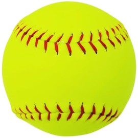 Dlh western 44 375 Slowpitch 12-Inch Softballs Compression Optic Yellow with Red Stitching, Pack of 12