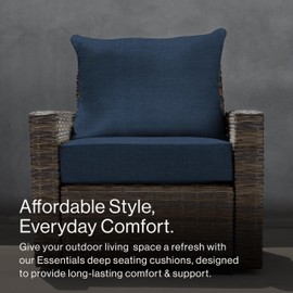 Honeycomb Essentials Outdoor Deep Seating Cushion, 24” x 24”, Hampton Texture Navy Patio Chair Cushion