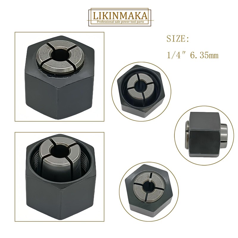 (1/​​2-inch) 12.7mm and（1/4-inch 6.35mm Collet Chuck and Nut Replace for