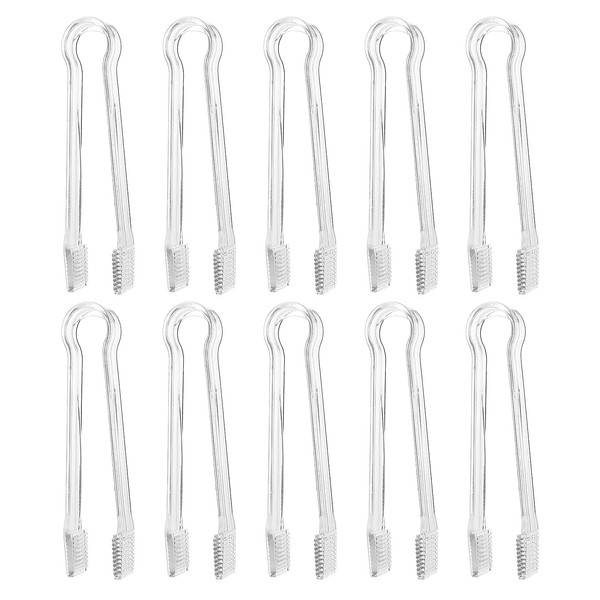 ASTER 10 Pieces Mini Plastic Buffet Serving Tong, Small Buffet Serving Tongs Set Clear Kitchen Tongs for Buffet Party Appetizers Dessert (6.3Inch)