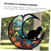 Levemolo Acrylic Cat Hanging Ornament Decorative Moon Shaped Window Decor