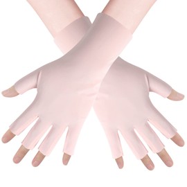 Cinece Gloves, UV Protection, Sun Protection, Women's, Cool Touch, Fingerless, Short, Moisturizing, Rough Hands, For Commuting to Work or Bicycle, Pink
