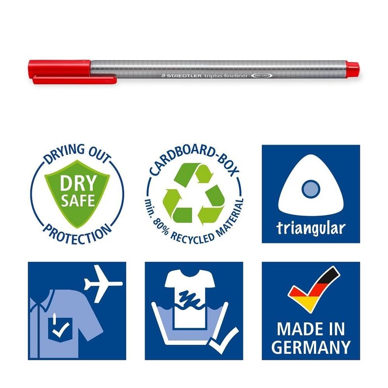 Staedtler Triplus Fineliner 334 PC20-9 (triangular, pink roll-up case with