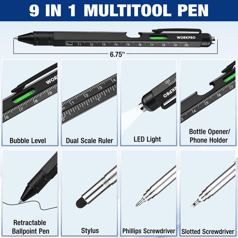 Father’s Day Gifts for Men, 9 Functions Multi-tool Pen Set,