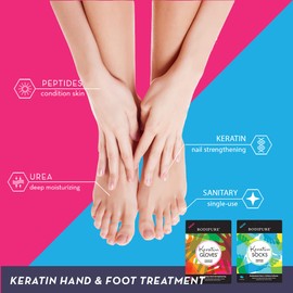 Bodipure Premium Hand and Foot Mask | Moisturizing Kertain Gloves & Socks | Hydrating Dull Dry Hands, Cracked Heels, Callus Softening & Nail Strengthening | Chemical-Free Feet Treatment | (3+3 Pack)
