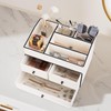 GORESE Leather Makeup Organizer with Drawers for Vanity, Stackable Skincare