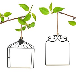 MIXXIDEA Hummingbird Feeders Bird Swing Metal Frame for Finch Hummingbird Perch Wild Bird Swing with Wooden Dowel Outdoor Bird Perch Rust Resistant 2 Pack