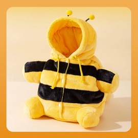 Layheld Cat Puppy Costume Winter Warm Outing Backpack Cute Bear Bee Design Anti-Escape Bag for Kitten Cat Small Dog (bee,Small)