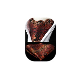 HISDERN Men's Gold Elegant Ascot Tie and Pocket Square Set Paisley Neckerchief with Handkerchief for Wedding Business Party