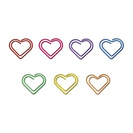 OWLFAVO 140pcs Heart Shape Paper Clips with Clear Box, 7 Metallic Colors, Funny Cute Paperclips Bookmarks Planner Clips for Fun Office Supplies School Gifts Wedding Decoration