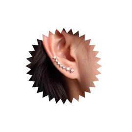 Atentuyi Crystal Stud Earrings Gold Stud Earrings Curved CZ Stud Earrings Rhinestone Earrings Wedding Earrings Cluster Bridal Earrings Crawlers Sparkling Earrings Jewellery for Women and Girls