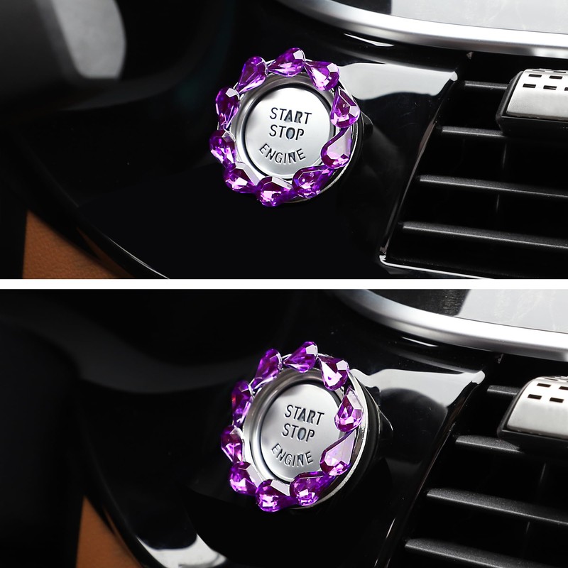 TOMALL Bling Car Engine Start Button Cover Bling Interior Crystal